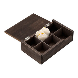 Tea Box 6 Sections Brown and White