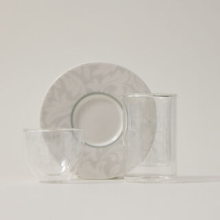 Dallaty white porcelain and glass Tea and coffee cups set 18 pcs