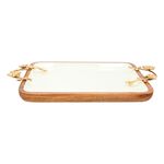 La Mesa Rectangle Serving Dish With Handle Large Out Enamel Gold 33X28Cm image number 1