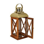 Wood and Steel Lantern 23*23*53 Cm image number 3