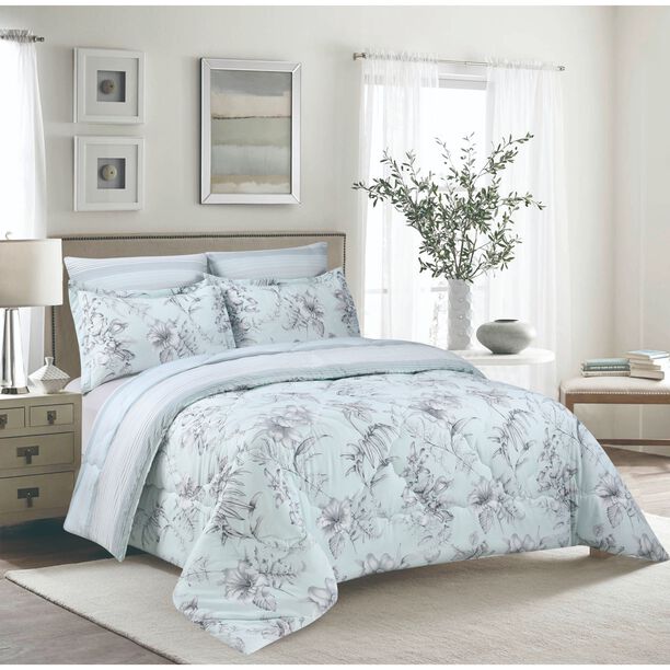 Cottage 3 Pieces Comforter Set Twin Size Uskudar Ice Blue image number 0