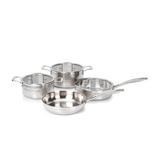 7 Pcs Tri Ply Stainless Steel Hammered Cookware Set