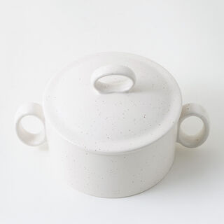 La Mesa stoneware oven to table large pot with lid, beige 18*12.2*6.5 cm
