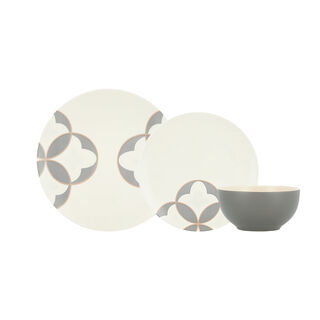 La Mesa grey/white porcelain 18 pc dinner set