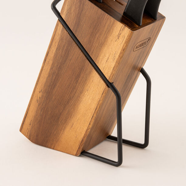 "طقم سكاكين البرتو 5 قطع بمقابض مع حامل خشب أكاسيا image number 3