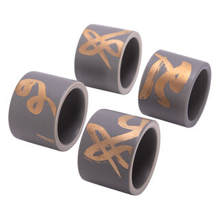 4 Pcs Napkin Ring With Gold Decal Gold Figure
