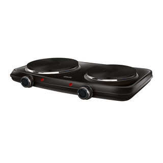 Sencor black cooker with 2 hotplates 2250W, 18 & 15cm