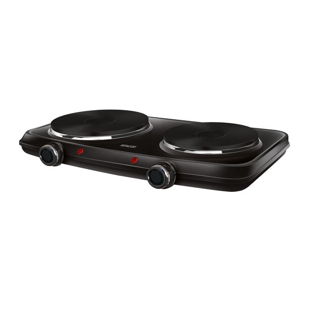 Sencor black cooker with 2 hotplates 2250W, 18 & 15cm image number 1