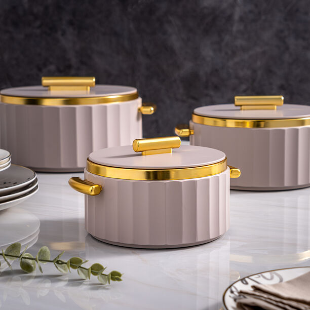 La Mesa matte lailac& gold plastic food warmer 1L image number 0