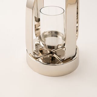 هومز حامل شموع ستانلس ستيل فضي 17*17*43 سم