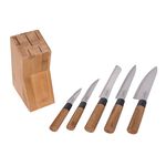 Alberto 5 Pieces Bamboo Knives Set With Bamboo Block image number 1