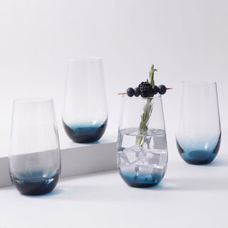La Mesa 4Pcs Glass Tumbler Set, Blue 530Ml