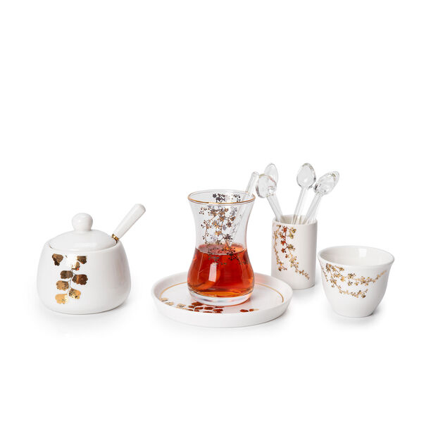 28Pcs Porcelain Tea And Coffee Set Gold Leaf image number 0