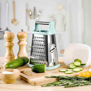 Alberto Stainless Steel Grater With 4 Sides L:20Cm Blue Color