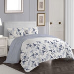 Cottage blue fuana comforter set twin size with 3 pieces image number 0