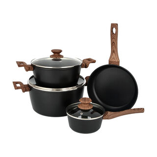 7Pcs Forged Aluminum Cookware Set With Silicone Handles