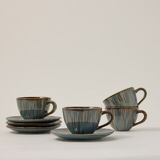 Green porcelain English coffee cups set 8 pcs