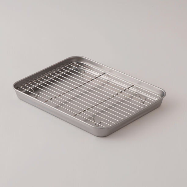 Alberto Stainless Steel Baking Tray With Grill 42*28*32Cm, Silver image number 0