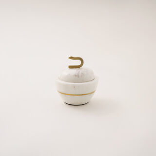 Sans deco white marble date bowl with cover