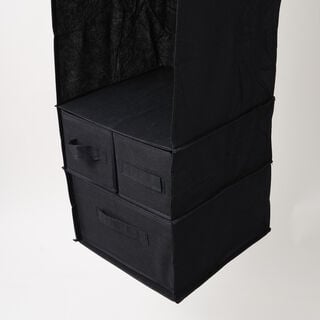 Homez polyester clothes organizer hanging organizer with 7 tiers and 3 drawers, black 32*62*32