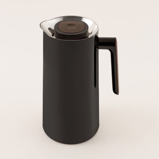 Dallaty 1L black steel vacuum flask with wooden handle image number 2