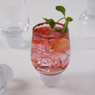 La Mesa 4 Pcs Glass Cup Set With Frosted Base 8.5*8.5*13 Cm