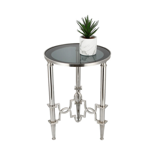 Side Table Smoke Glass Top Silver Finish image number 1