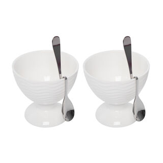 2 Pcs Stainless Steel Bowls With 2 Spoons