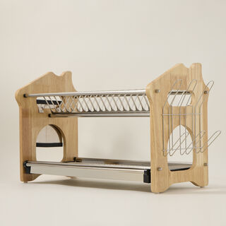 Alberto Dish Rack 2 Layer Stainless Steel With Wood 