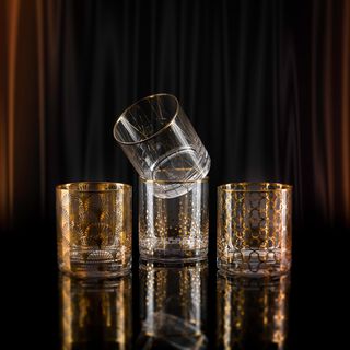 La Mesa 4 Pieces Glass Tumbler Dof, Gold Decal