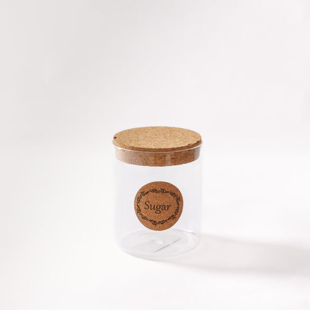 Alberto glass storage jar with cork lid & sugar sticker image number 0