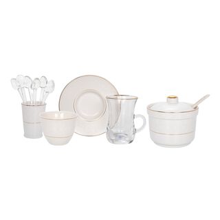 Zukhroof 28Pc Porcelain Tc Set Thumanya White Serve 6