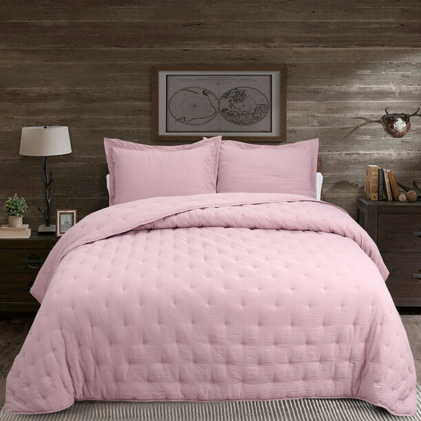 Cottage 3Pcs King Size Comforter Set, Blush, 240*250Cm image number 0
