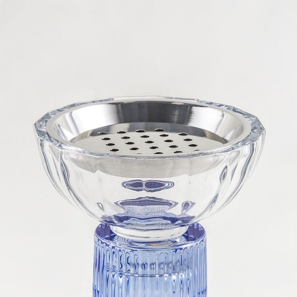 Homez glass ribbed oud burner 19*19*30cm, blue image number 2