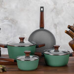 Alberto 7Pieces Non Stick Matt Green Cookware Set image number 4