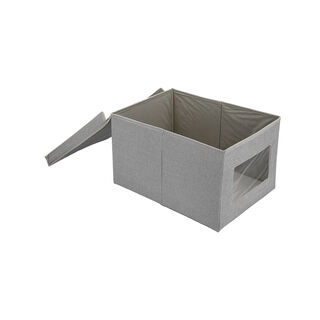 Fabric Storage Box With Lid & Transparent Side