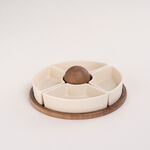 Dallaty porcelain and wood nuts plate set 5 pcs image number 0