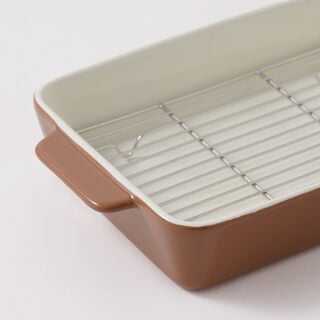 Alberto ceramic baking pan with metal grid 2000ml 32*19.7*6cm, brown