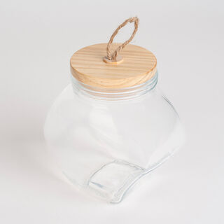 Alberto Round Glass Storage Jar With Wooden Lid And Hemp Rope 1550Ml