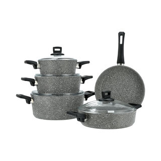 Alberto 9 Piece Granit Cookware Set Gray Stone