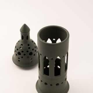 Homez dark green metal candle holder 11.3*11.3*38.2 cm