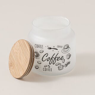 Heriven Glass Coffee Jar With Bamboo Lid 635Ml