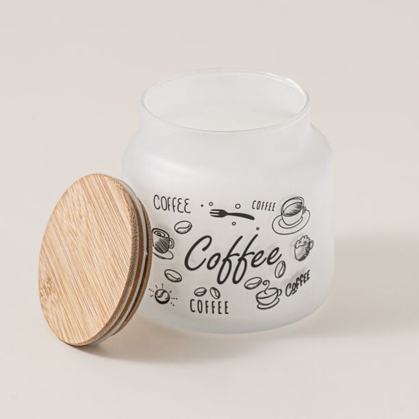 Heriven Glass Coffee Jar With Bamboo Lid 635Ml image number 1