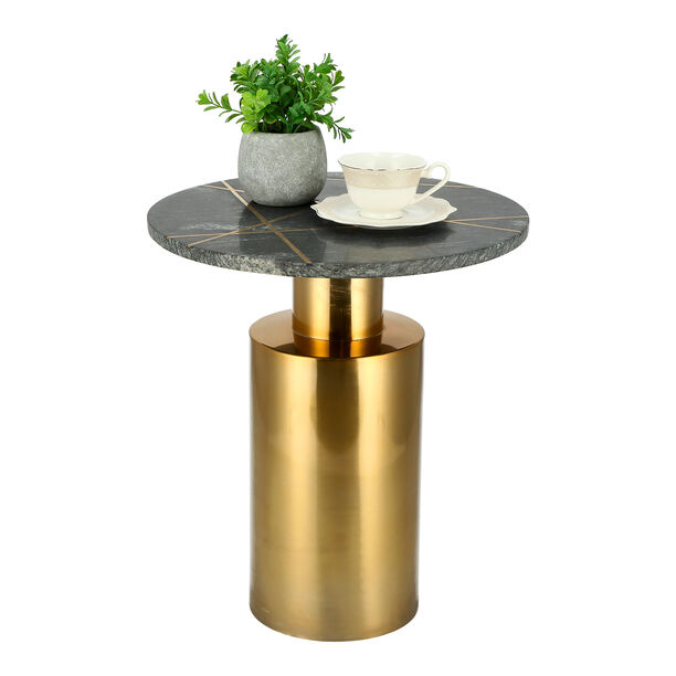 MARBLE ROUND SIDE TABLE WITH STEEL image number 2