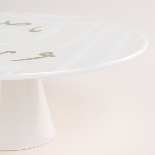 La Mesa white porcelain cake stand with caligraphy image number 3