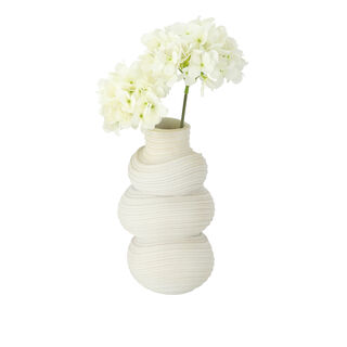 Off white resin ribbed vase 22*21.8*36.6 cm