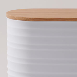 Alberto plastic plastic container with bamboo lid, white 13.8*8*21