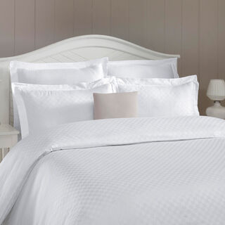 Duvet Cover Set 3 Pieces Cotton King Size Embroidery White 