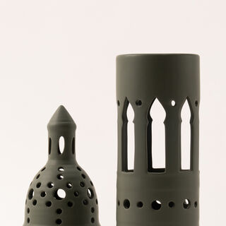 Homez dark green metal candle holder 11.3*11.3*38.2 cm