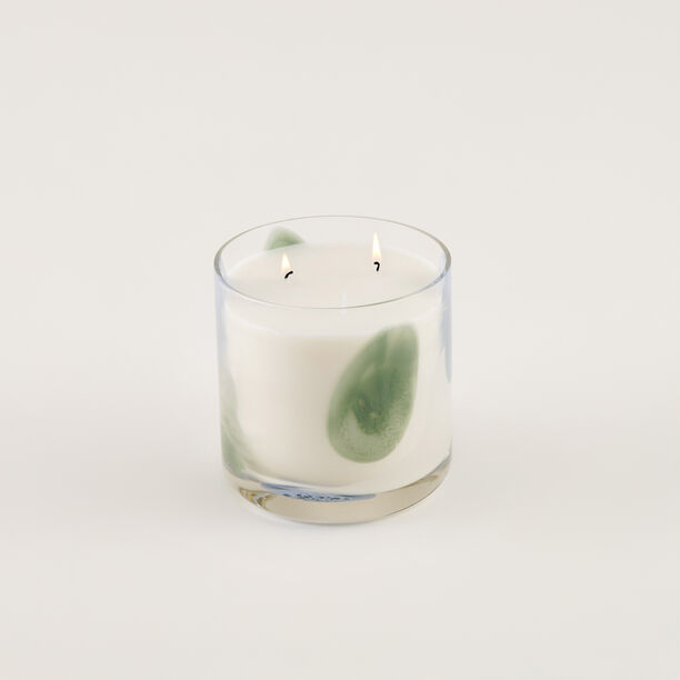 Homez glass coral scented candle, eucalyptus and moss 1000G image number 1